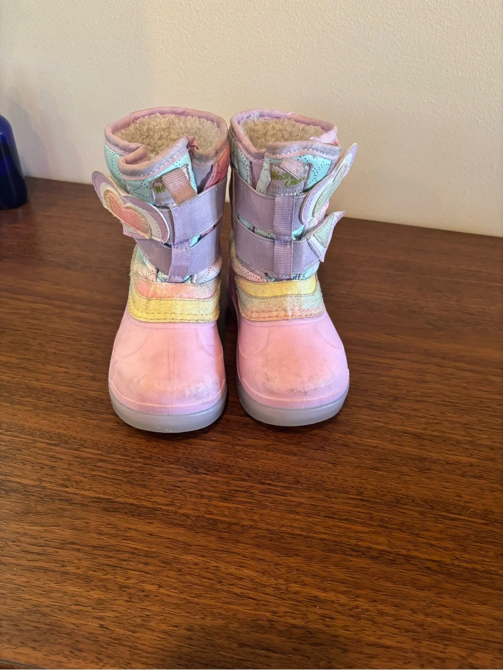 Kids Pink Pastel Waterproof Winter Boots